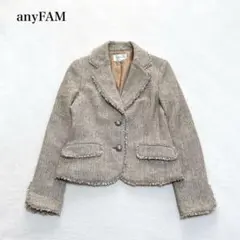 エニィファム　ツイードジャケット(3)カットオフ　ウールシルクブレンド　上品