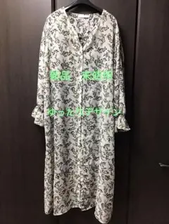 新品　未使用　ロングワンピース　ボタニカル柄　重ね着　羽織物　透け感