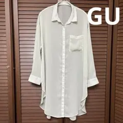 GU ジーユー シアーシャツ オーバーサイズ ロング丈シャツ 長袖 Sサイズのサムネイル