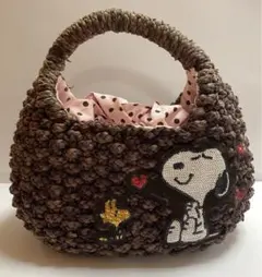 可愛い♡ SNOOPY スヌーピー　ブラウン　かごバッグ　キラキラスパンコールのサムネイル