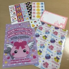 【未使用】サン宝石ほっぺちゃんのクリアファイル&シール&用紙の計6点セット