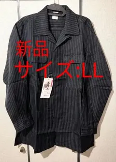 新品／長袖オープンシャツ／ストライプ／LLサイズ／作業シャツワークシャツ作業着