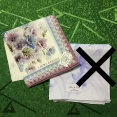 新品　大判ハンカチ2枚セット　パープル系　LAURA ASHLEY