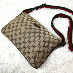 GUCCI　グッチ　ショルダーバッグ　GG　キャンバス　斜め掛け　シェリーライン