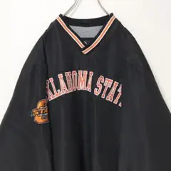 ナイロンプルオーバー オクラホマ大学 カレッジ 黒 刺繍 L
