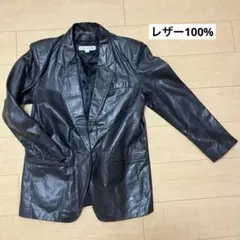 【美品】レザージャケット レディース 革100% ブラック 黒 胸ポケット