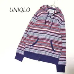 ユニクロ フルジップパーカー ノルディック柄 綿100% 羽織 カジュアル M