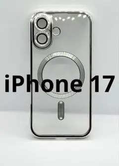 iPhone17 ケース シルバー クリア レンズ保護 マグセーフ 新品2333