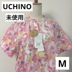 新品 UCHINO マシュマロガーゼ リーフプリントワンピース Aライン