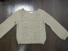 earthケーブルニットセーター　長袖　カーキベージュ トップス 飾り編み