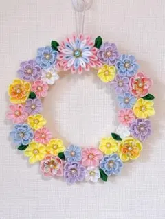 つまみ細工リース　No.107 パステルリース　春リース