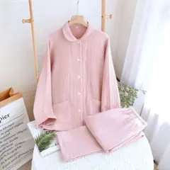 Mパジャマ 長袖 レディース ピンク 綿 100％ ４重 ガーゼ 新品