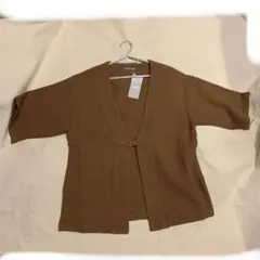 BEAMS ブラウン 五分袖カーディガン