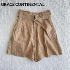 グレースコンチネンタル ベルト付き リネン混 キュロット ショートパンツ 36のサムネイル