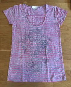 DIESEL 半袖Tシャツ ピンク グレー ボーダーのサムネイル