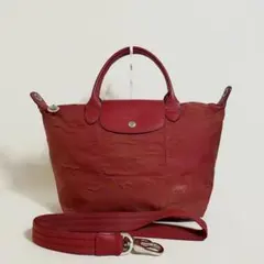 2601-57｜ロンシャン ル・プリアージュ 2WAYハンドバッグ レッド