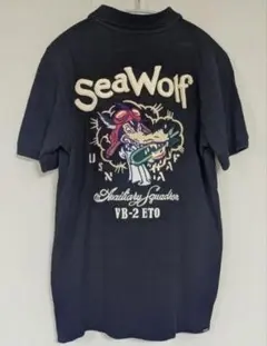 AVIREX アビレックス ポロシャツ M SeaWolf 刺繍 ミリタリー 黒のサムネイル