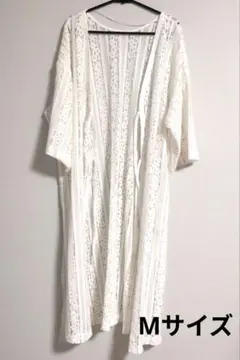 GU　ホワイト レースカーディガン ウエストリボン付き