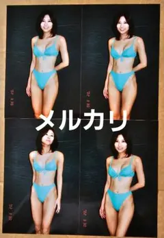 青柳玲麻 生写真4枚セット⑳レースクイーン(ハガキサイズ)水着（再