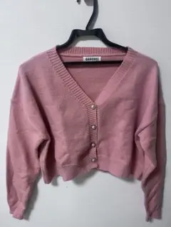GANGWEI ピンク Vネック カーディガン