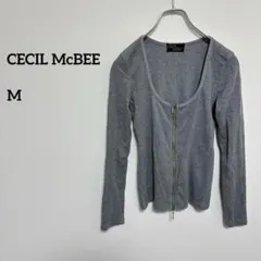 CECIL McBEE グレー長袖トップス ジップMサイズ c296⑧