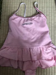 ピンク　チェック柄水着　110cm 女の子