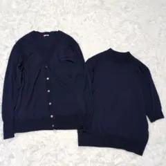 IENA アンサンブル カーディガン ニットトップス ネイビー