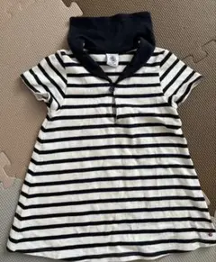 プチバトー　ワンピース　ボーダー 半袖 ネイビー 女の子　81cm 18m