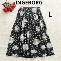 INGEBORG♪すずらん柄ティアードロングスカート　L