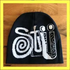 【大好評】ビーニー＊ニット帽＊y2k＊ブラック＊メンズ＊黒＊ビッグロゴ＊アメカジ