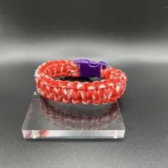 パラコード 赤紫 編み込み首輪　犬　猫