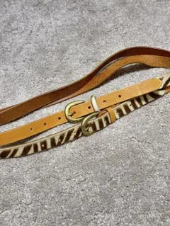 二重、ストライプデザイン レザーベルト