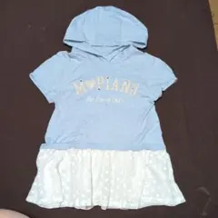 160★メゾピアノ★裾ドット柄フレア！パーカー付きＴシャツ★