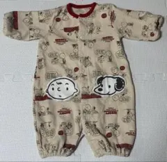 レトロスヌーピー ロンパース カバーオール ベビー服 総柄 50-70cm