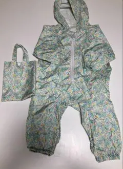 花柄フード付きベビーレインコート