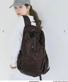 coca ポケッタブル縦ファスナーバックパック ブラウン 美品 coca ポケッタブル縦ファスナーバックパック リュック ブラウン