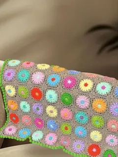 マルチカバー　ブランケット　インテリア　レトロポップ　ハンドメイド　未使用品