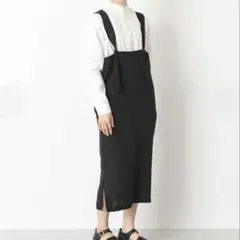 北欧 暮らしの道具店 サイドタックのサロペット スカート ブラック