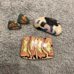 イヤリング　ブローチ　デザイン　石風　美品