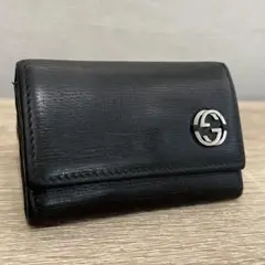 GUCCI インターロッキングG カードケース ブラック 名刺入れ レザー