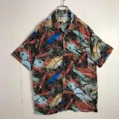 80s 山本寛斎 レーヨンアロハシャツ アートピース 開襟 ドレープ