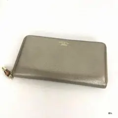 GUCCI グッチ 長財布 ラウンドファスナー レザー シルバー バンブー