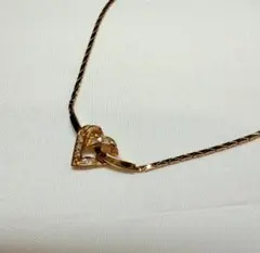 Dior ラインストーン ハート ネックレス ゴールド