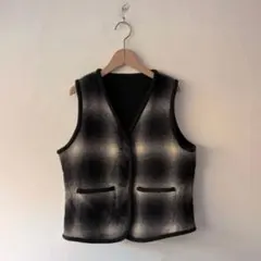チェック ウォーム ベスト リバーシブル