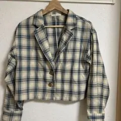 enilo soso チェック柄 クロップドジャケット