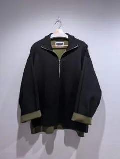 ダブルフェイスプライムオーバーハーフジッププルオーバーニット ブラック 1