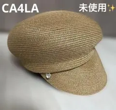 CA4LA ベージュ バラのボタン　キャスケット帽　麦わら帽子