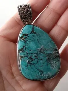 ヴィンテージ　ターコイズ　ペンダントトップ　シルバー　925　大振り