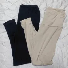 再値下げ！送料込LEPSIMマタニティレギンス M ネイビー＆ベージュ2枚セット