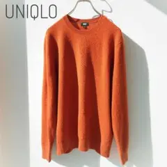 ユニクロ　カシミヤクルーネックニット　サイズL　伸縮性あり　オレンジ